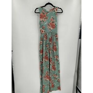 Reb & J. Dress Women's Green Floral Maxi Size 2X Sleeveless BloomCore Pockets